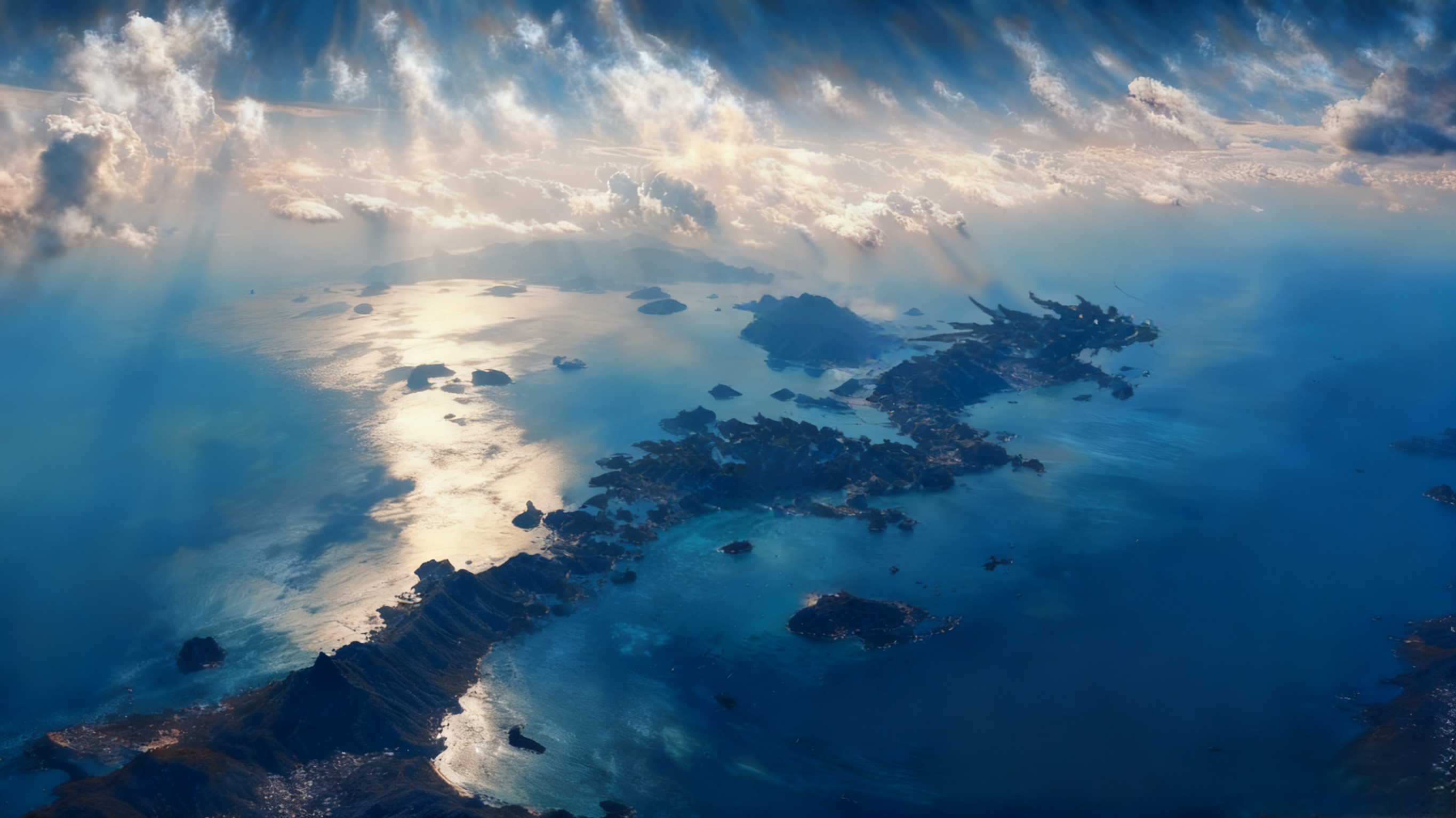 爱奇艺 AI 漫剧《海墓龙棺》· 群岛俯瞰（概念场景 / MidJourney）